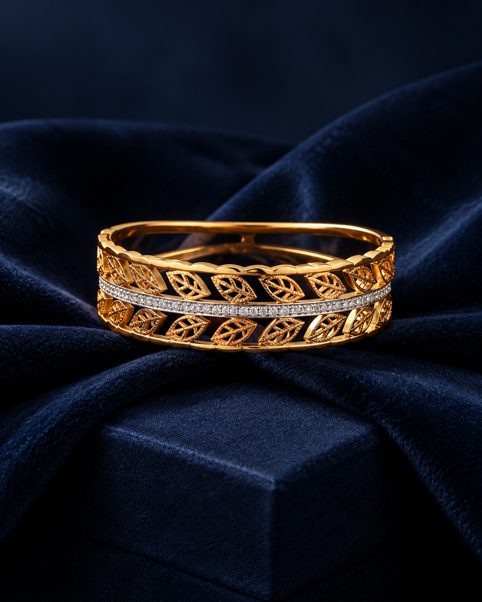 Filigree Leaf Crystal Zircon Cuff