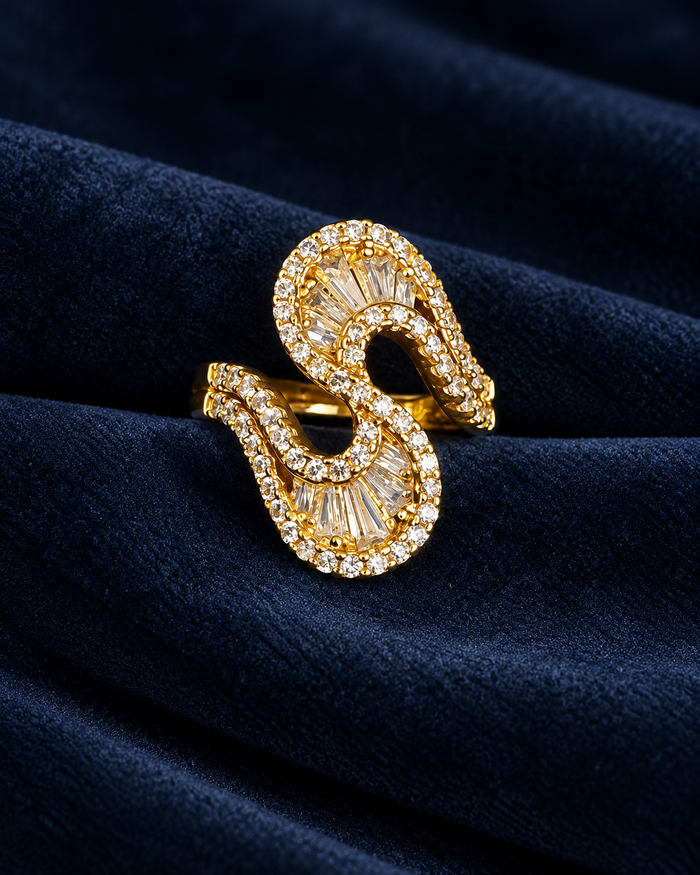 Swirl Zircon Adjustable Ring