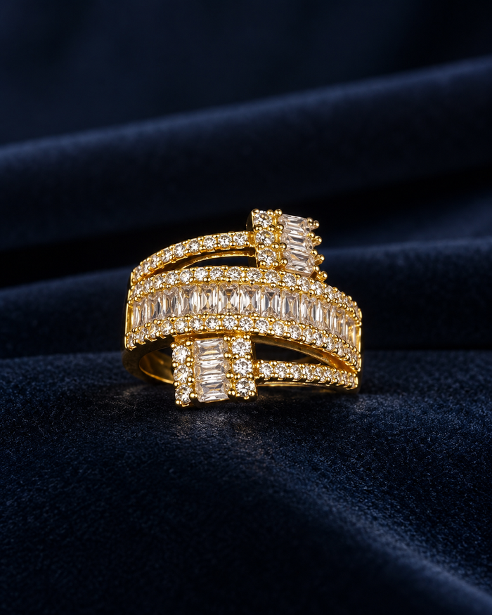Crisscross Baguette Zircon Ring