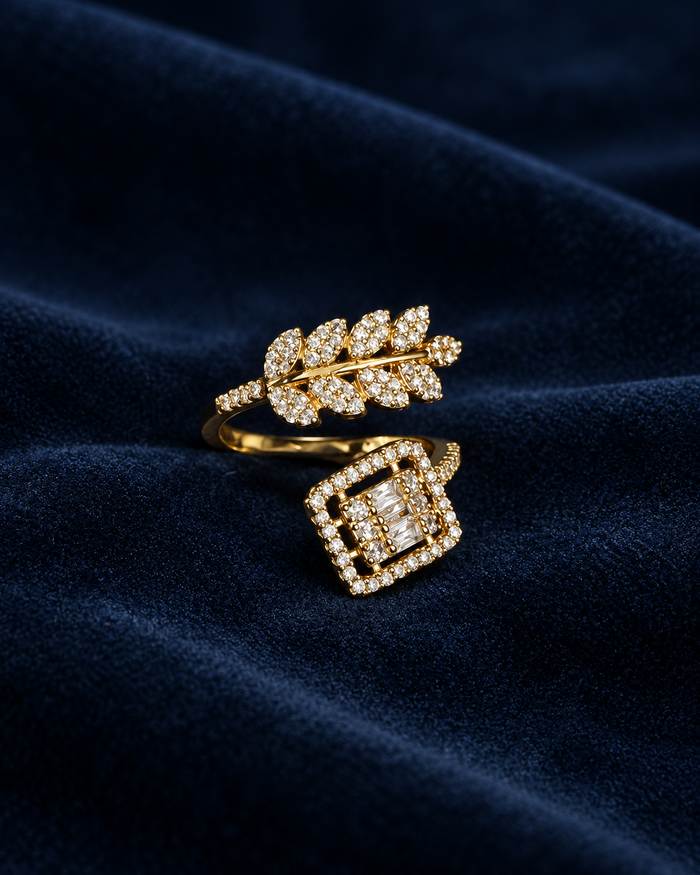 Zircon Leaf Adjustable Ring