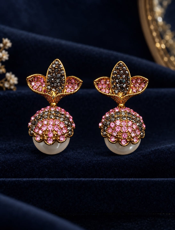 Turkish Lotus Pearl Drop Earrings