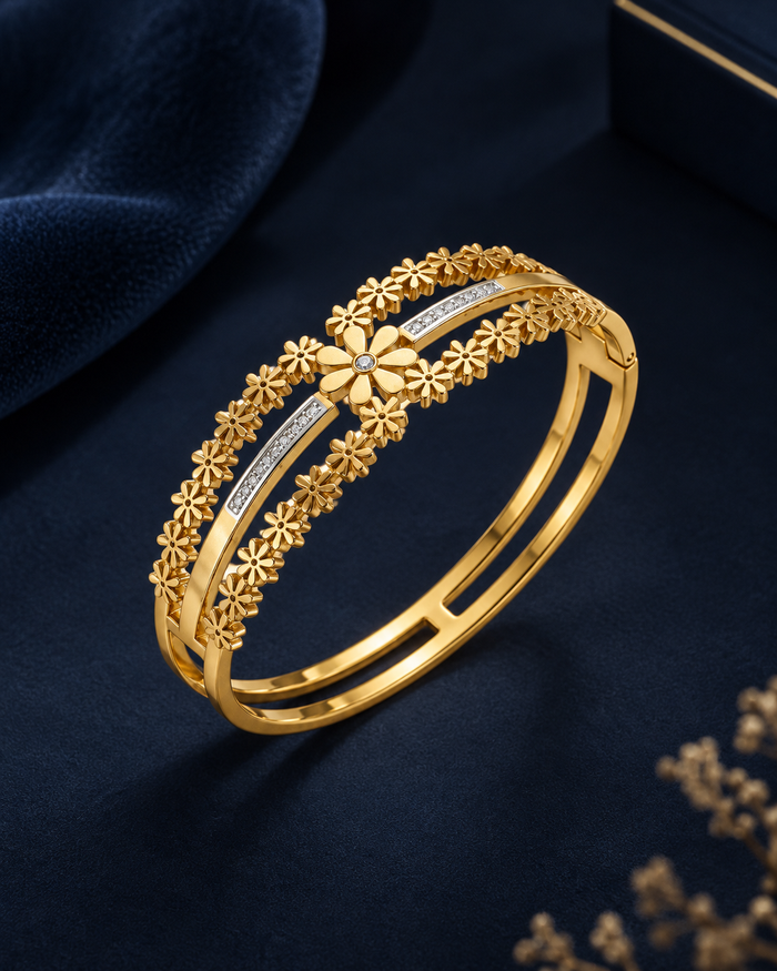 Daisy Floral Crystal Split-Band Cuff