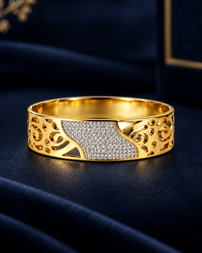 Swirl Filigree Crystal Zircon Cuff