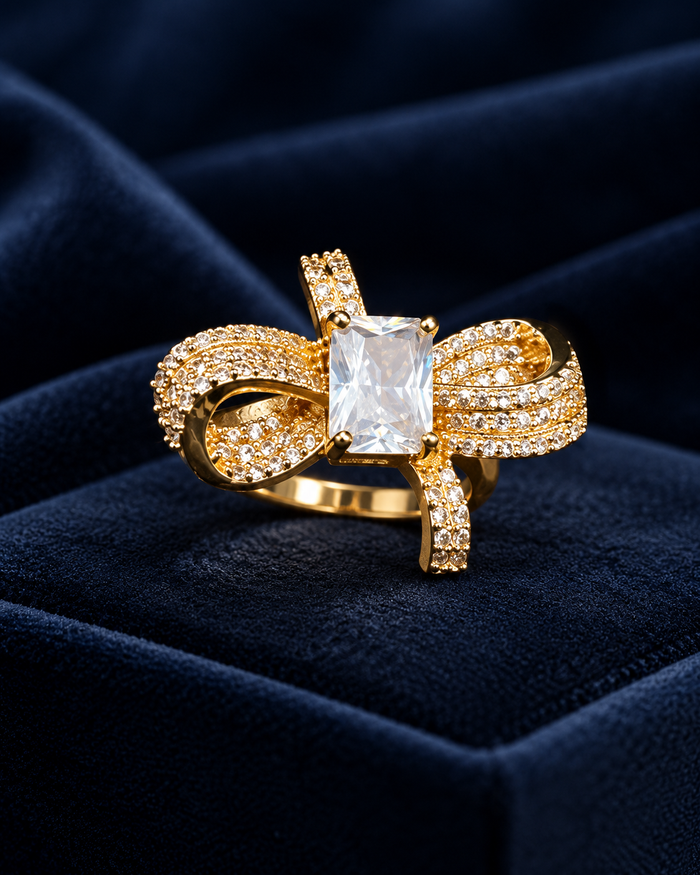 Zircon Bow Adjustable Ring