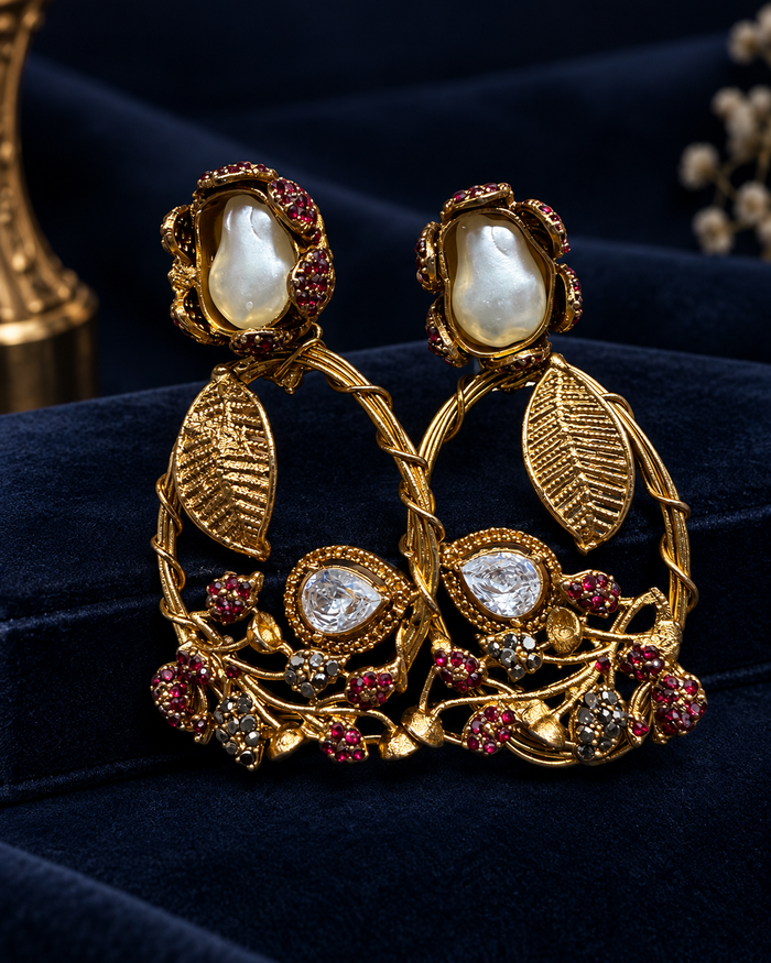 Turkish Vine Leaf Baroque Earrings