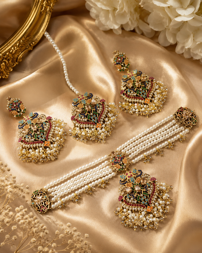 Navratna Pearl Choker Set